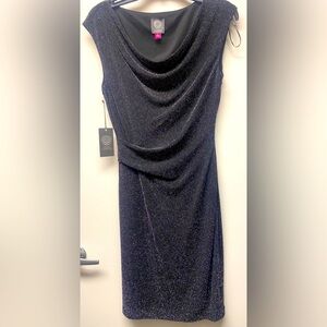 NWT Vince Camuto Black and Metallic Stretchy Sleeveless Dress - Size 6